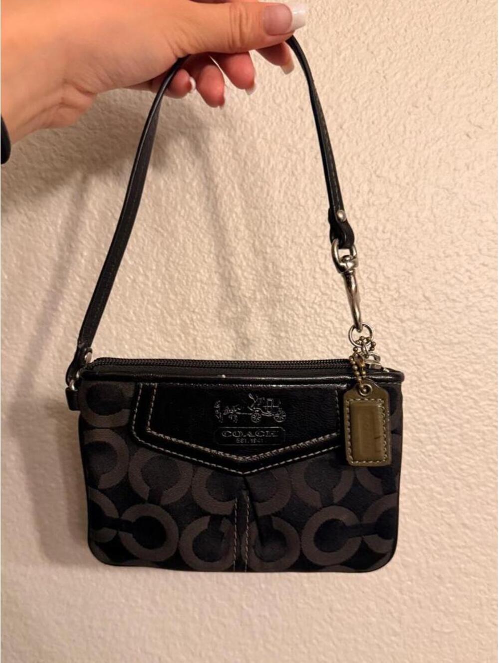 Vintage Black Coach Wristlet with Purple Interior